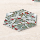 Dessous-de-verre En Papier Baies rouges dans la neige (Incliné)