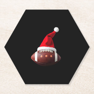 Dessous-de-verre En Papier Bal de football américain de Noël Santa Hat (3)