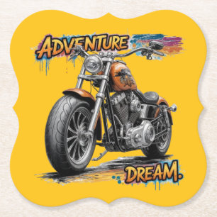 Dessous-de-verre En Papier Balade de rêve aventureuse – moto chopper vintage