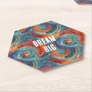 Dessous-de-verre En Papier Balayage bleu rouge orange