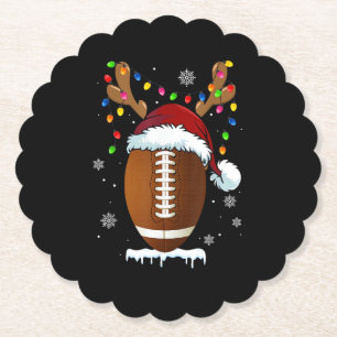 Dessous-de-verre En Papier Ballon de Football de Noël Santa Lumières Drôle Ga