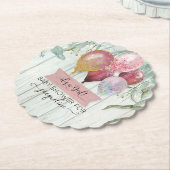 Dessous-de-verre En Papier Balloon rose Bourgogne Bois Rustique Baby Girl Dou (Incliné)