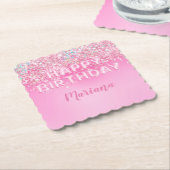 Dessous-de-verre En Papier Balloon rose Ombre Scallopé fête d'anniversaire (Incliné)