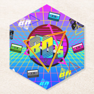 DESSOUS-DE-VERRE EN PAPIER BANDE CASSETTE RÉTRO OLD SCHOOL DES ANNÉES 80