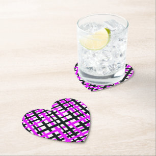 Dessous-de-verre En Papier Bandes d'enchaînement noir blanc rose