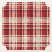 Dessous-de-verre En Papier Bandes Plaid Crème Rouge (Devant)