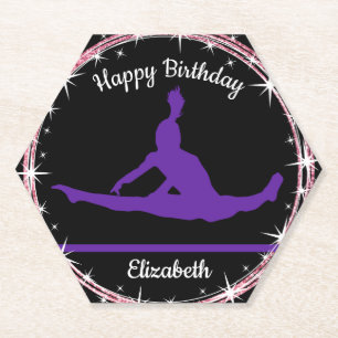 Dessous-de-verre En Papier Bars de gymnastique Anniversaire en violet et noir