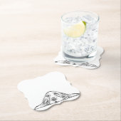 Dessous-de-verre En Papier basset blanc (En situation)