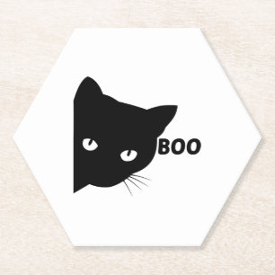 Dessous-de-verre En Papier Bateau à chat noir Chats cadeaux Halloween