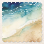 Dessous-de-verre En Papier Beach Blue Ocean Sand Mariage (Devant)