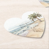 Dessous-de-verre En Papier Beach Ocean Palm Tree Mariage (Incliné)