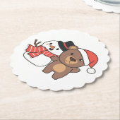 Dessous-de-verre En Papier Bear With Snowman (Incliné)