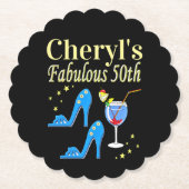 DESSOUS-DE-VERRE EN PAPIER BEAU BLEU 50E ANNIVERSAIRE DESIGN (Devant)