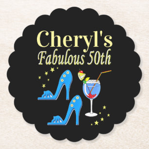 DESSOUS-DE-VERRE EN PAPIER BEAU BLEU 50E ANNIVERSAIRE DESIGN