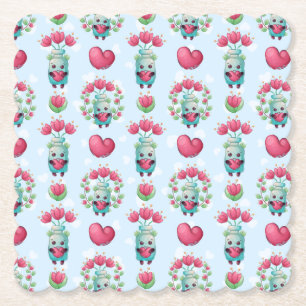 Dessous-de-verre En Papier Beau Floral Mason Jar Hearts Motif