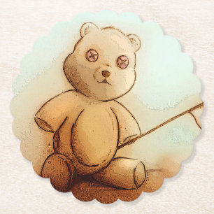 Dessous-de-verre En Papier Beau Ours En Teddy Vintage, Dessous de verre En Fo
