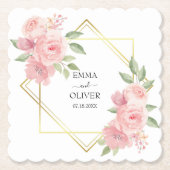 Dessous-de-verre En Papier Beau Roses d'aquarelle rose (Devant)