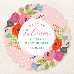 Dessous-de-verre En Papier Bébé en Fleur Baby shower floral brillant