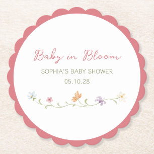 Dessous-de-verre En Papier Bébé en fleurs aquarelle floral élégant simple