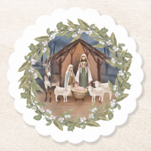Dessous-de-verre En Papier Bébé Jésus dans le Manger Dessous de verre papier