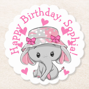 Dessous-de-verre En Papier Bébé mignon Eléphant fille