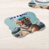 Dessous-de-verre En Papier Bébé mignon Révéler Garçon Bleu Bébé Tiger (Incliné)
