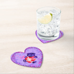 Dessous-de-verre En Papier Bébé ours avec coeur Dessous de verre en papier ca