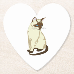 DESSOUS-DE-VERRE EN PAPIER BEIGE CUT ET CHAT BROWN AUX YEUX BLEUS