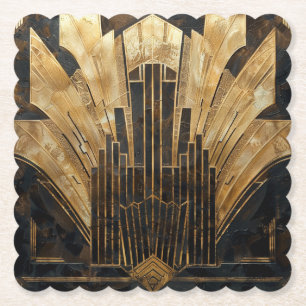 Dessous-de-verre En Papier Belle Art Déco Art Déco Noir Or Elégant