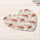 Dessous-de-verre En Papier Belle Flore Rouge Blanc (Incliné)