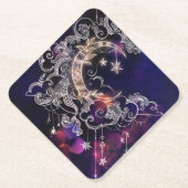 Dessous-de-verre En Papier Belle Lune Boho Stars Bleu pourpre (Devant)