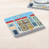 Dessous-de-verre En Papier Belles maisons portugaises avec tuiles ou azulejos (Incliné)