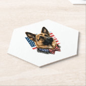 Dessous-de-verre En Papier Berger allemand avec drapeau américain (Incliné)