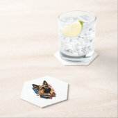 Dessous-de-verre En Papier Berger allemand avec drapeau américain (En situation)