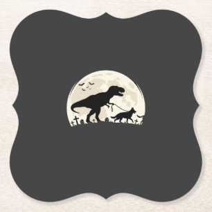 Dessous-de-verre En Papier Berger Allemand Halloween Dinosaure Silhouette Lun