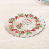 Dessous-de-verre En Papier Berry First Strawberry et Bear Anniversaire (Incliné)