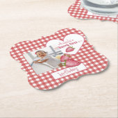 Dessous-de-verre En Papier Berry fraise Premier anniversaire (Incliné)