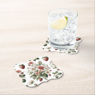 Dessous-de-verre En Papier Berry Sweet partout sur fraise et motifs floraux
