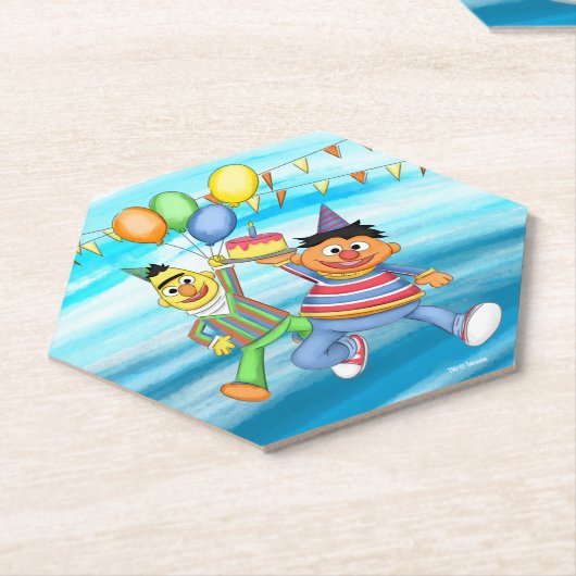 Dessous-de-verre En Papier Bert et Ernie Balloons d'anniversaire (Incliné)