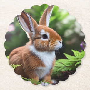 Dessous-de-verre En Papier "Betsy le lapin : Un Brown sucré et blanc délice"