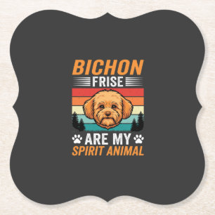 Dessous-de-verre En Papier Bichon Frise Animal Spirituel Chien Rétro