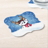 Dessous-de-verre En Papier Bichon Frise Reindeer (Incliné)