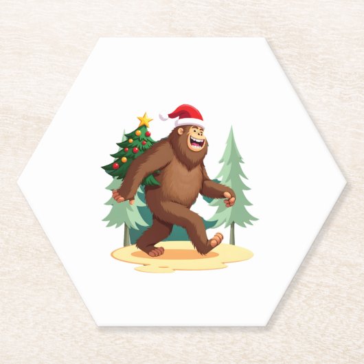 Dessous-de-verre En Papier Bigfoot Arbre de Noël Santa Hat (5) (Devant)