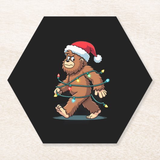 Dessous-de-verre En Papier Bigfoot Santa Christmas Tree Lights Xmas Boys Men (Devant)
