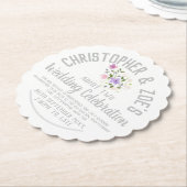 Dessous-de-verre En Papier Billet Invitation de la fête du mariage (Incliné)