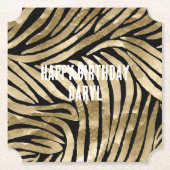 Dessous-de-verre En Papier Black and Gold Glam Zebra Anniversaire (Devant)