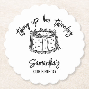 Dessous-de-verre En Papier Black Bow Tying Up Her Twenties 30th Birthday