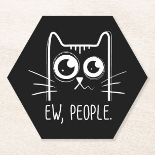 Dessous-de-verre En Papier Black Cat Ew Personnes Drôle Amoureux des chats