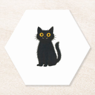 Dessous-de-verre En Papier Black Cat Magic - Jolie Halloween & Mystic Cat Art