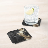 Dessous-de-verre En Papier Black Champagne Gold Cowhide (En situation)